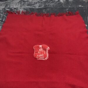 Pendleton Wool Blanket Red Utah Utes College Throw Fringed Pure Virgin Wool USA